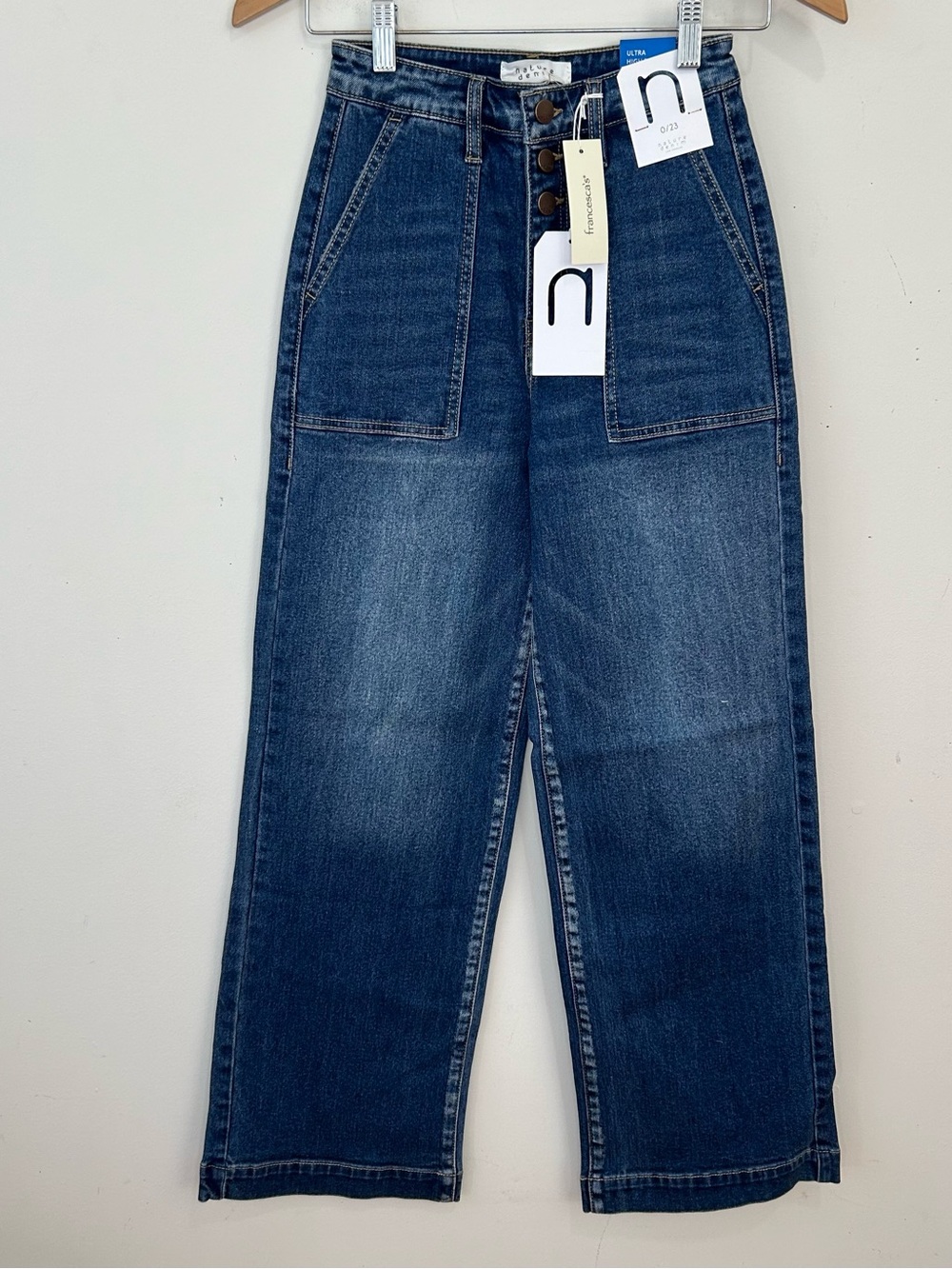 Francesca’s Nature Denim Size 0 Ultra High Rise Blue Washed Button Front